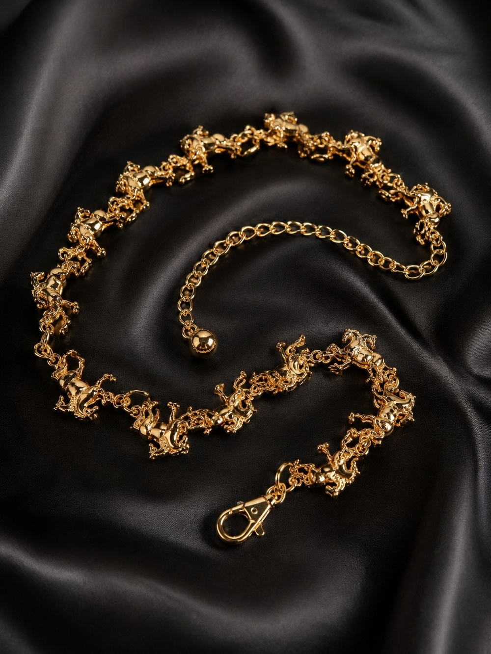 Gold Horse-Link Waist Chain Belt - Women's Jewelry